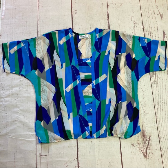 Vintage Teddi Of California Size 16 Cinch Hem Sheer Top Dolman Sleeve Chiffon - Picture 2 of 10